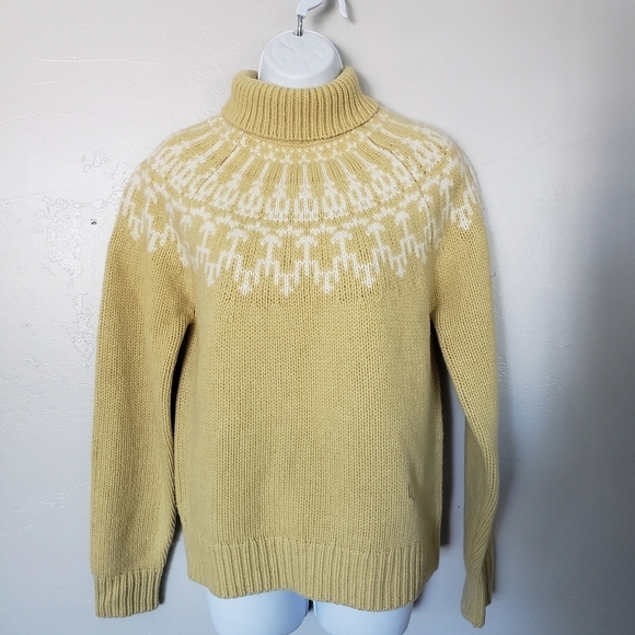 Tory Burch Sport NWT Women's XS 100% Merino Wool Fair Isle Sweater Jojoba Yellow